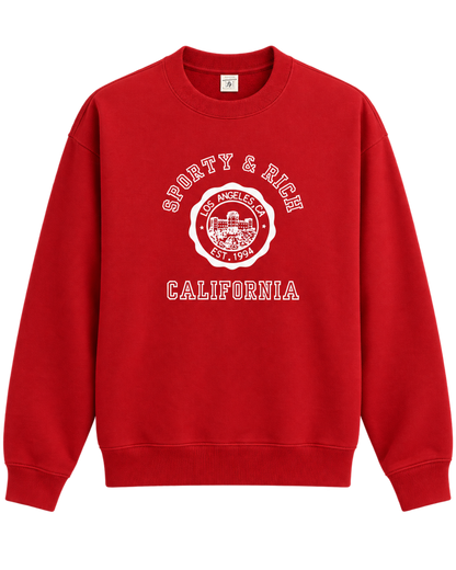 California Emblem Crewneck - Ruby/White