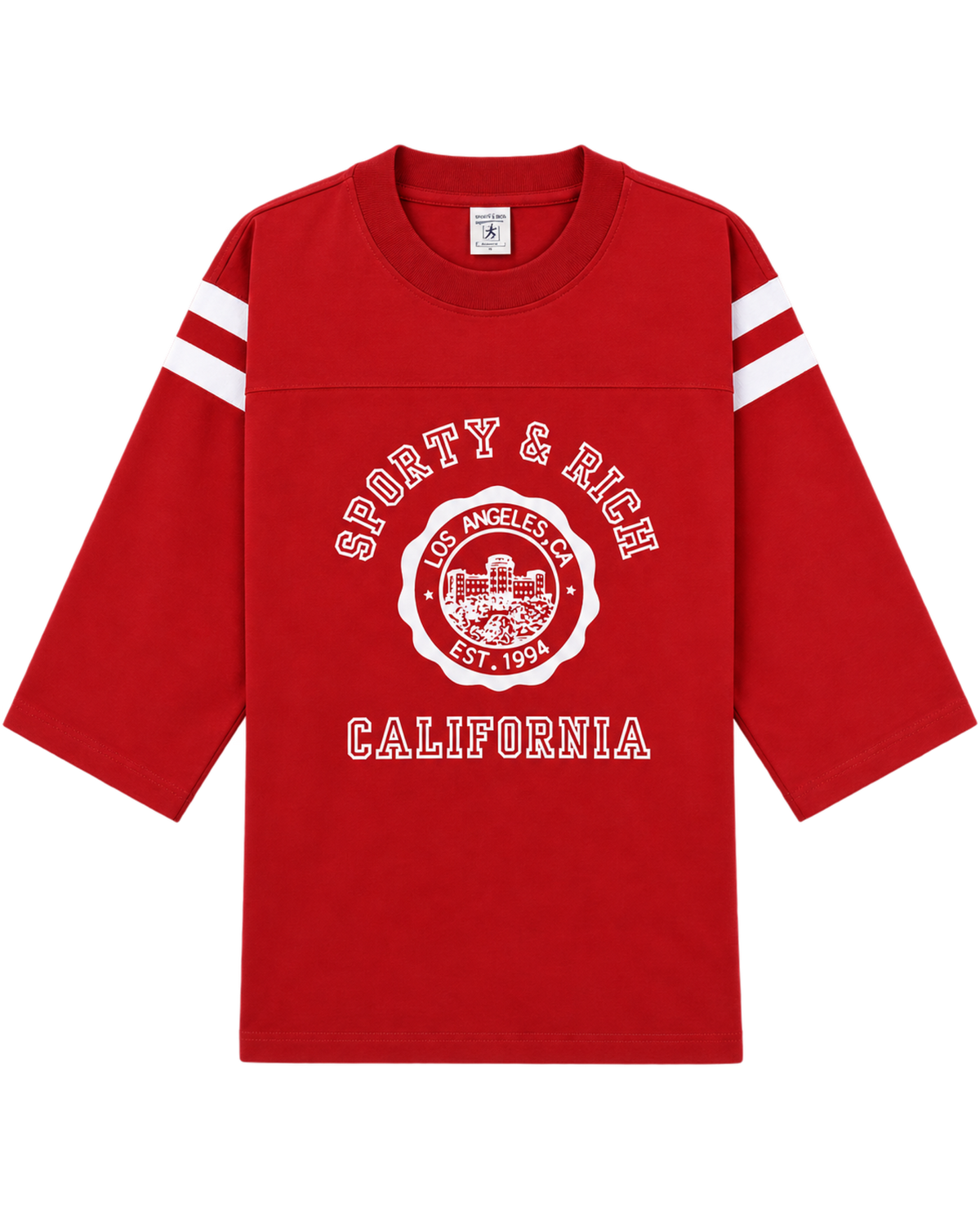 California Emblem Long Football Tee - Ruby/White