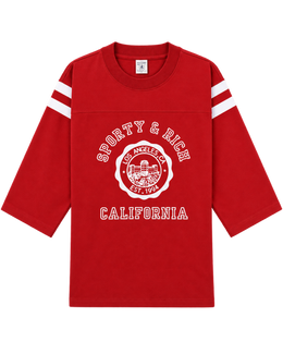 California Emblem Long Football Tee - Ruby/White