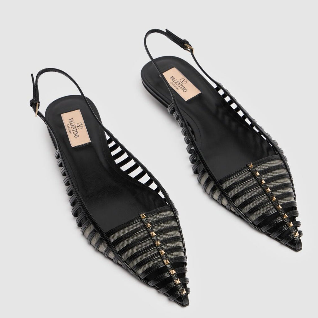 Valentino Garavani Valentino Garavani 20mm Rockstud leather slingback pumps - Flats | Shop From The Mirage