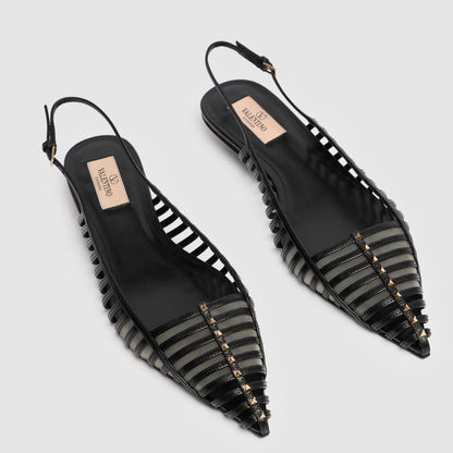 Valentino Garavani Valentino Garavani 20mm Rockstud leather slingback pumps - Flats | Shop From The Mirage