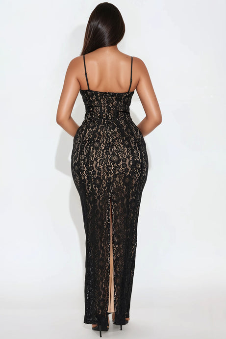 All In Love Lace Maxi Dress - Black