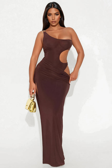 Georgina Cut Out Maxi Dress - Chocolate