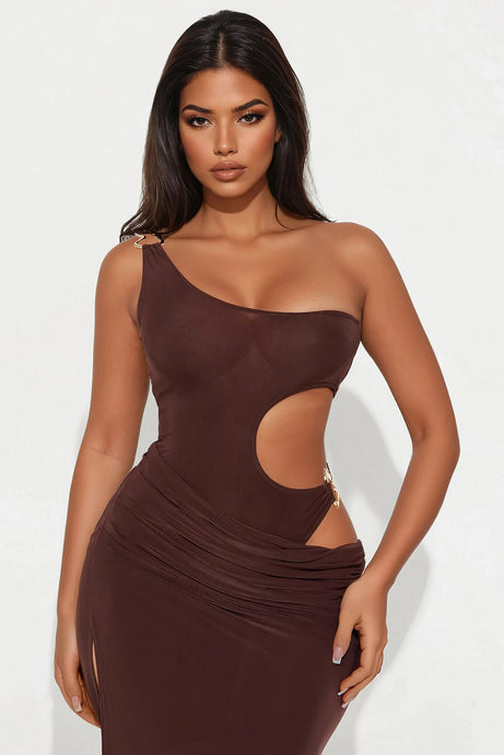 Georgina Cut Out Maxi Dress - Chocolate
