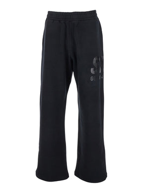 Golden goose Black Jogger Pants with Logo Printed on the Side in Cotton Man