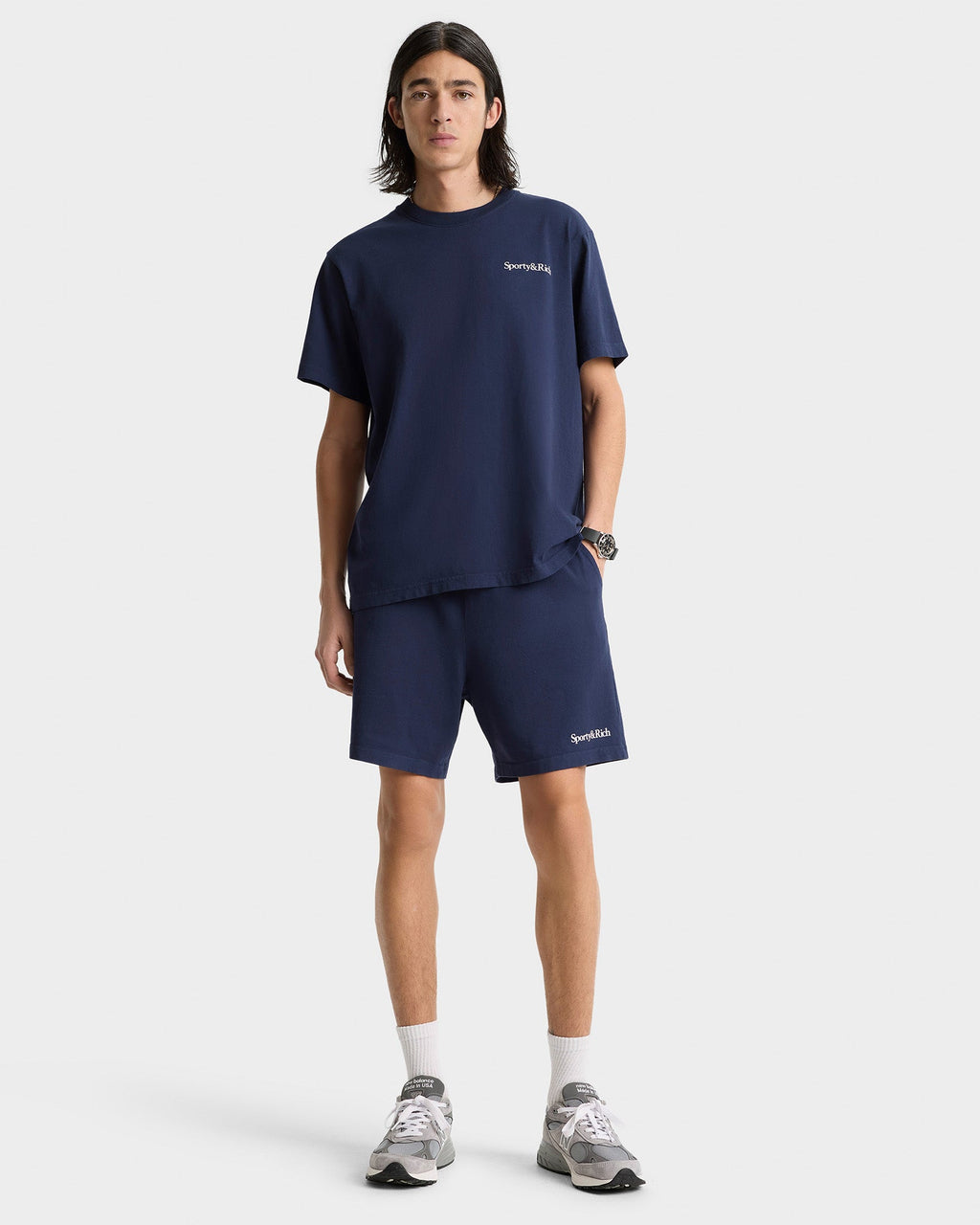 Serif Logo Gym Short - Navy/White