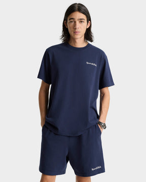 Serif Logo Gym Short - Navy/White