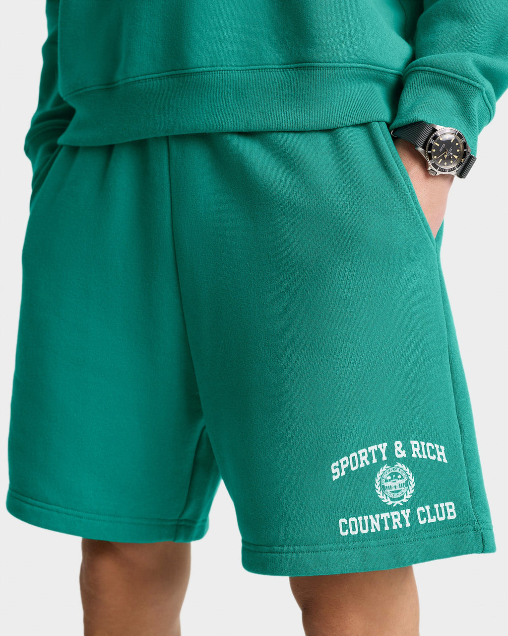 Varsity Crest Soft Gym Short - Spring Green/White