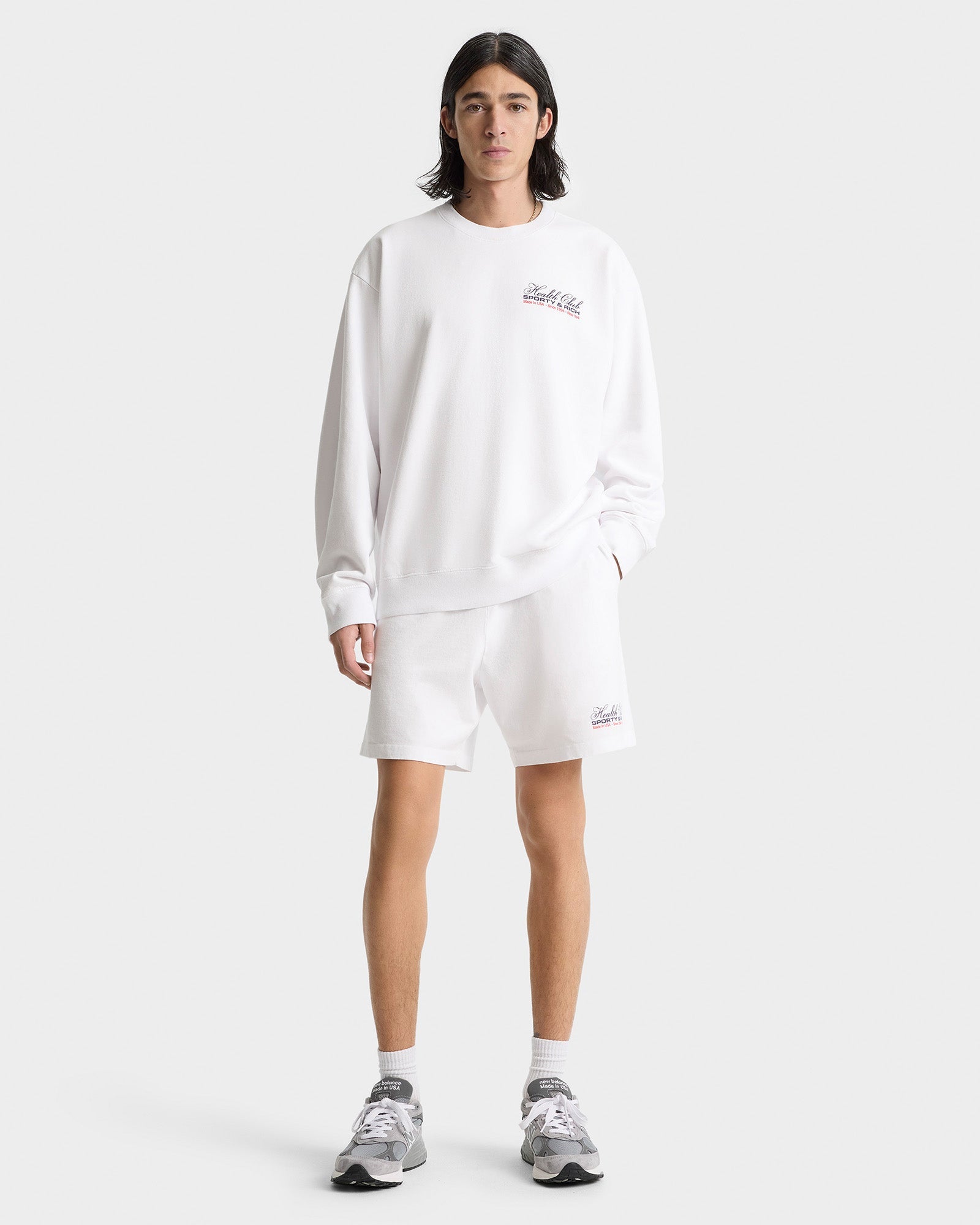 Made In USA Gym Short - White/Navy/Fire Red