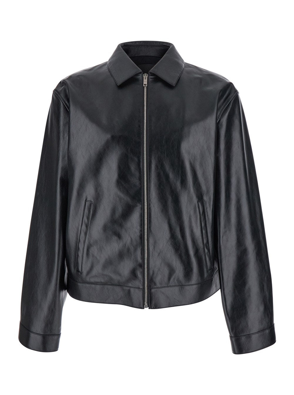 Givenchy Black Jacket with Logo Patch on the Back in Leather Man