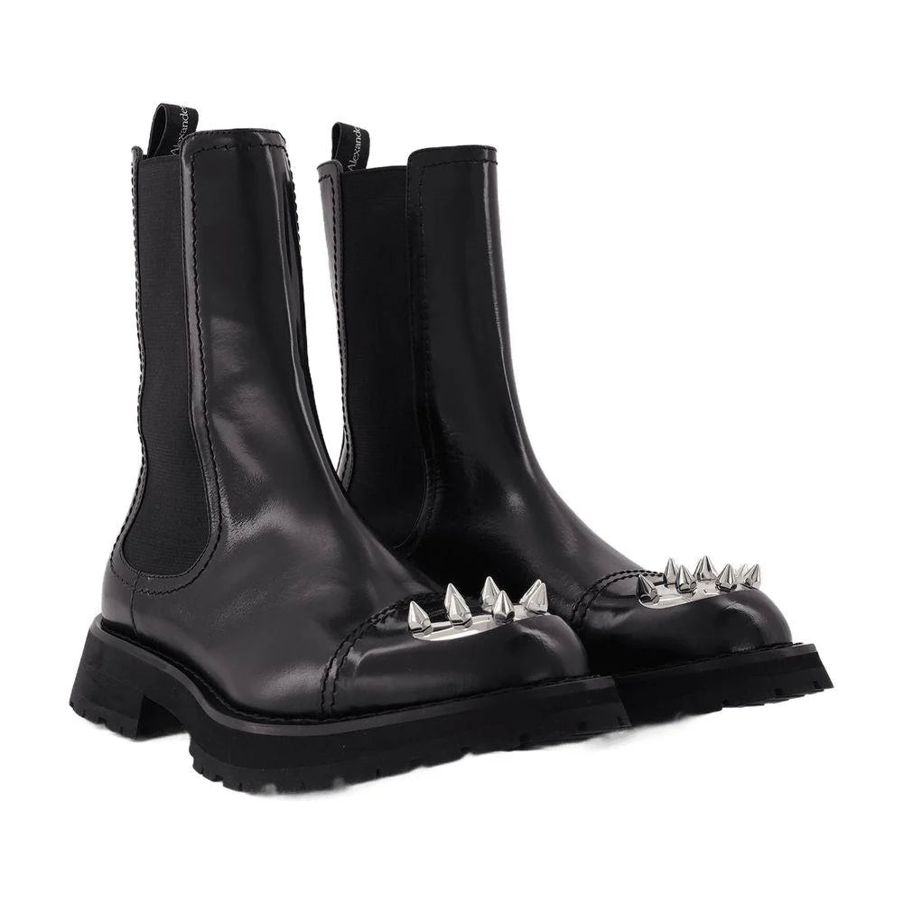 Alexander McQueen Men's Black Smooth Calfskin Leather Loafers – Slip-On Style