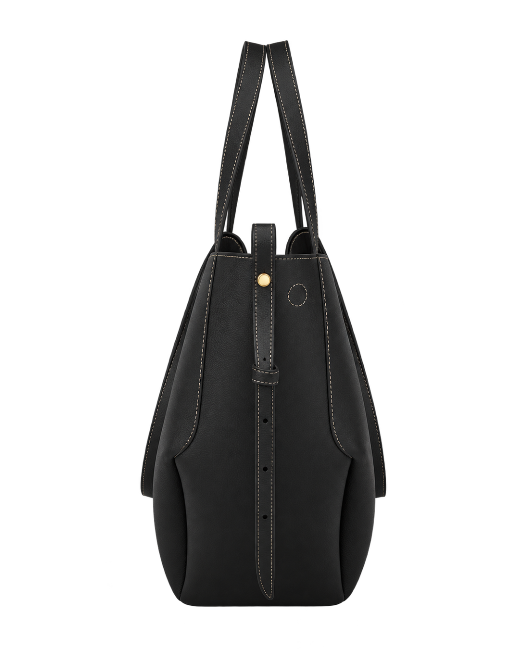 Cyme - Textured Black with Ecru Stitching