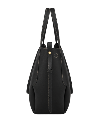 Cyme - Textured Black with Ecru Stitching