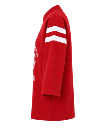 California Emblem Long Football Tee - Ruby/White