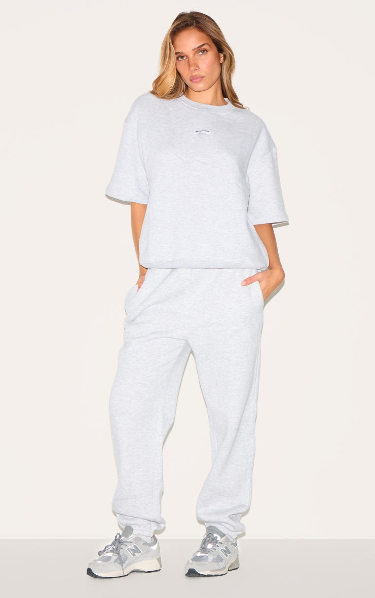 Ash Grey Sweat Cuffed High Waist Joggers