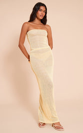 Pale Lime Textured Sequin Maxi Skirt