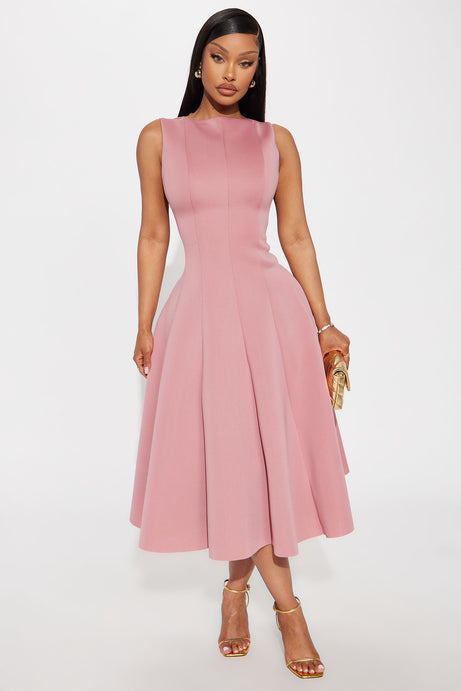 Sweet Sunday Pleated Midi Dress - Mauve
