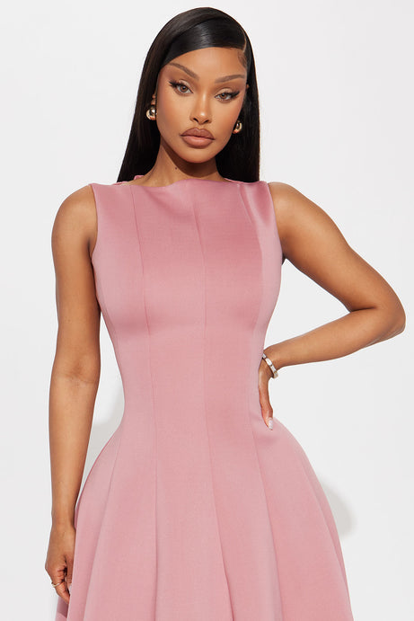 Sweet Sunday Pleated Midi Dress - Mauve