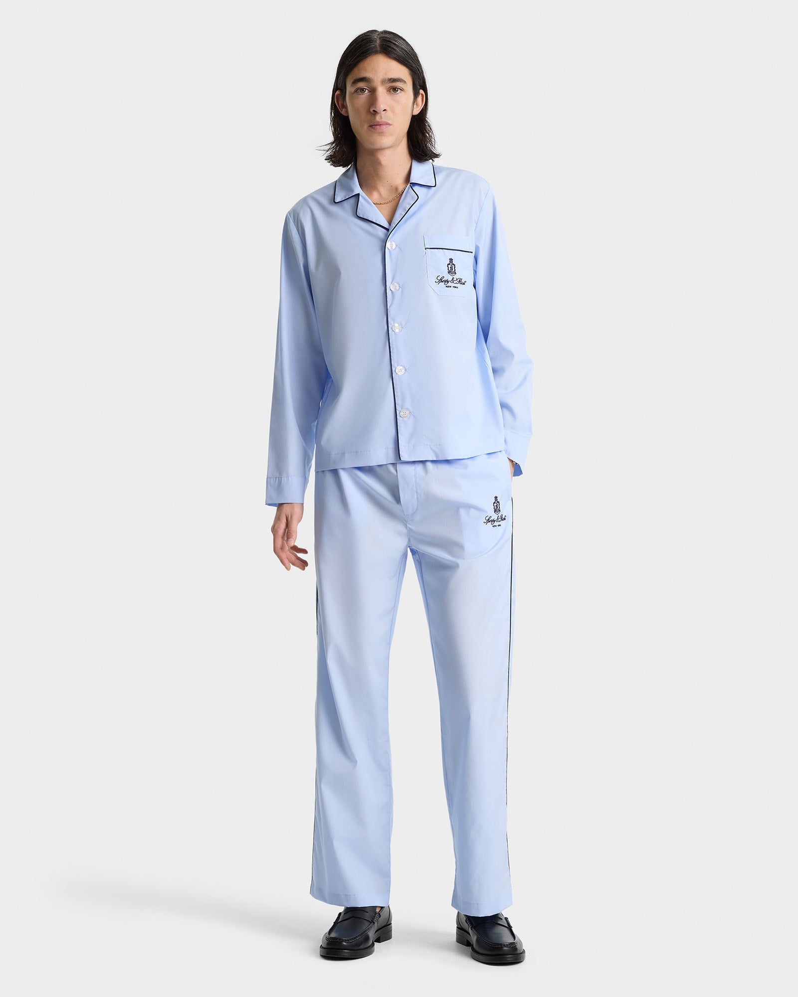 Vendome Pyjama Pants - Ciel/Navy