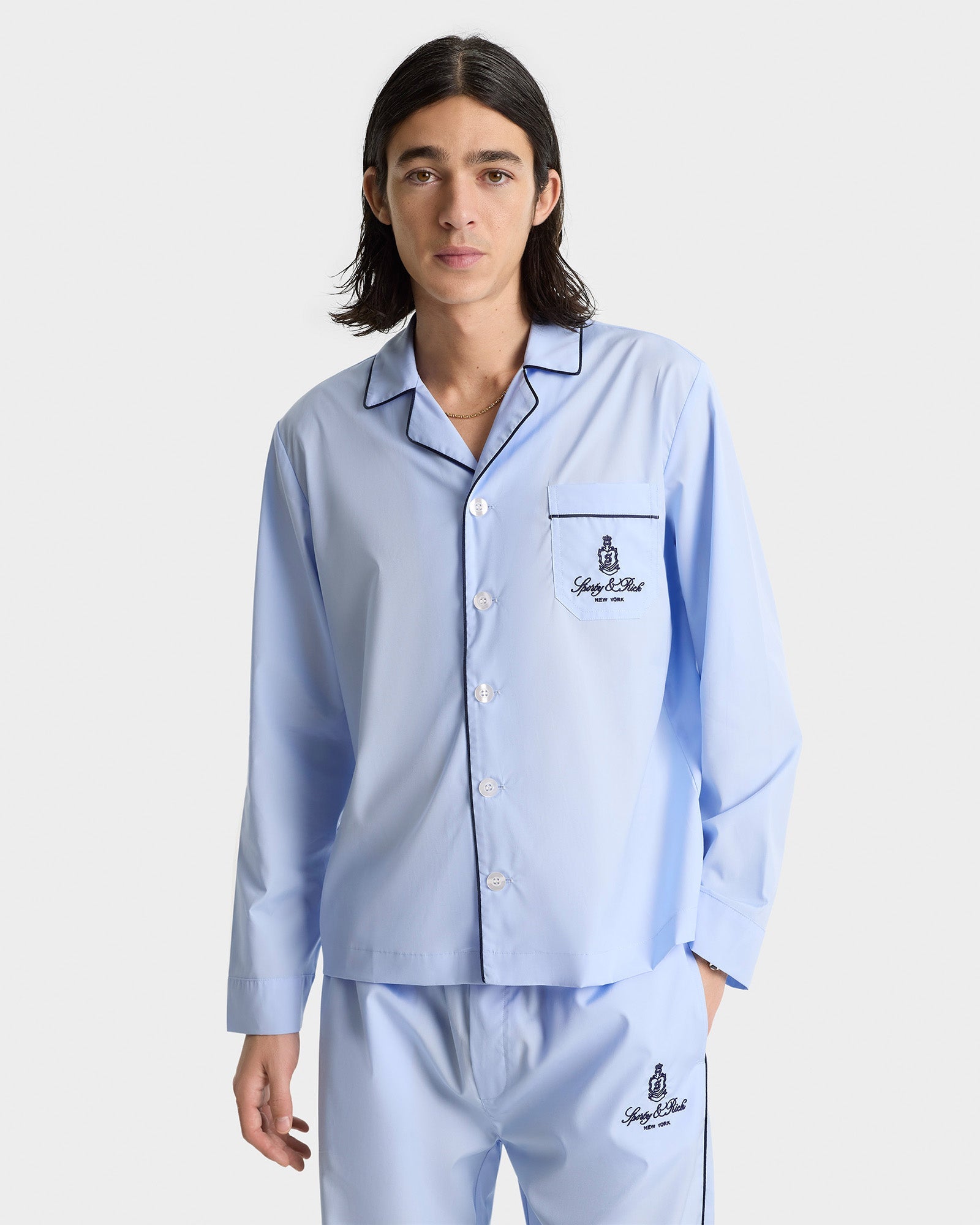 Vendome Pyjama Pants - Ciel/Navy