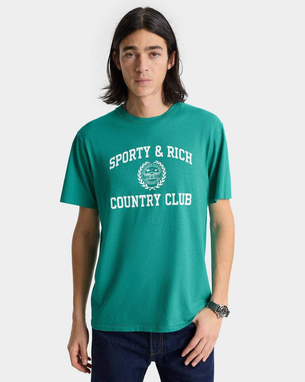 Varsity Crest Soft T-Shirt - Spring Green/White