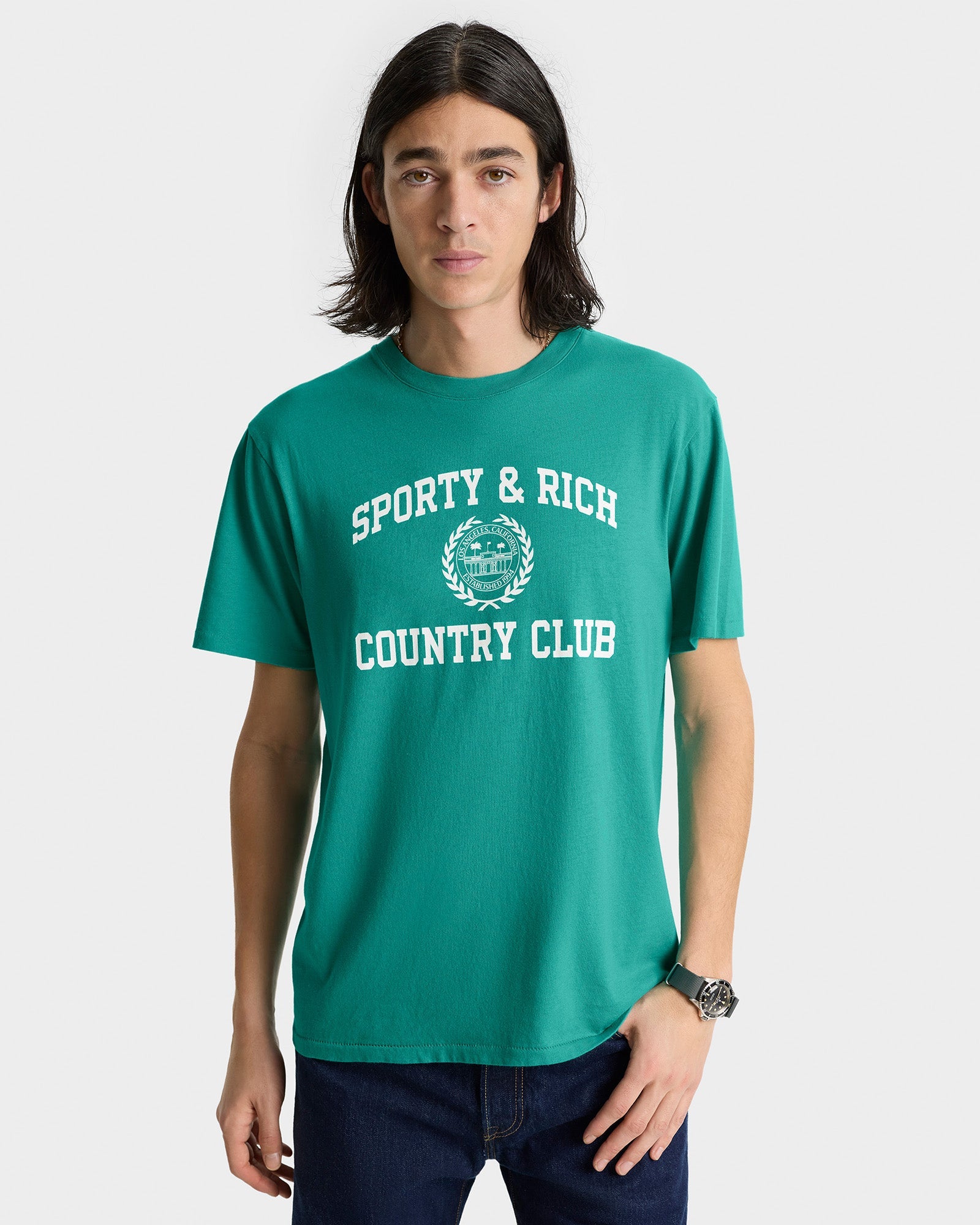 Varsity Crest Soft T-Shirt - Spring Green/White