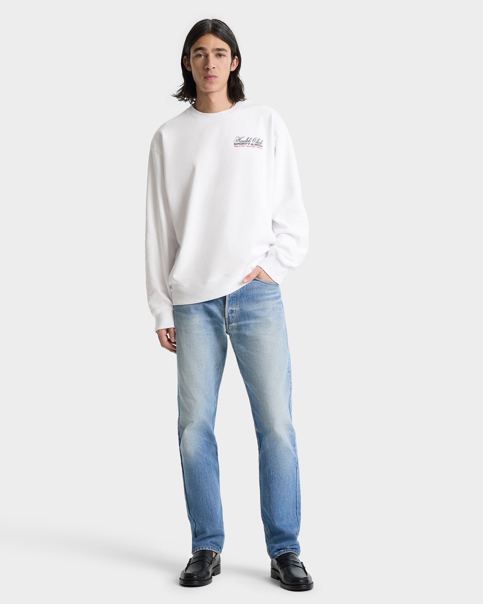 Made In USA Crewneck - White/Navy/Fire Red