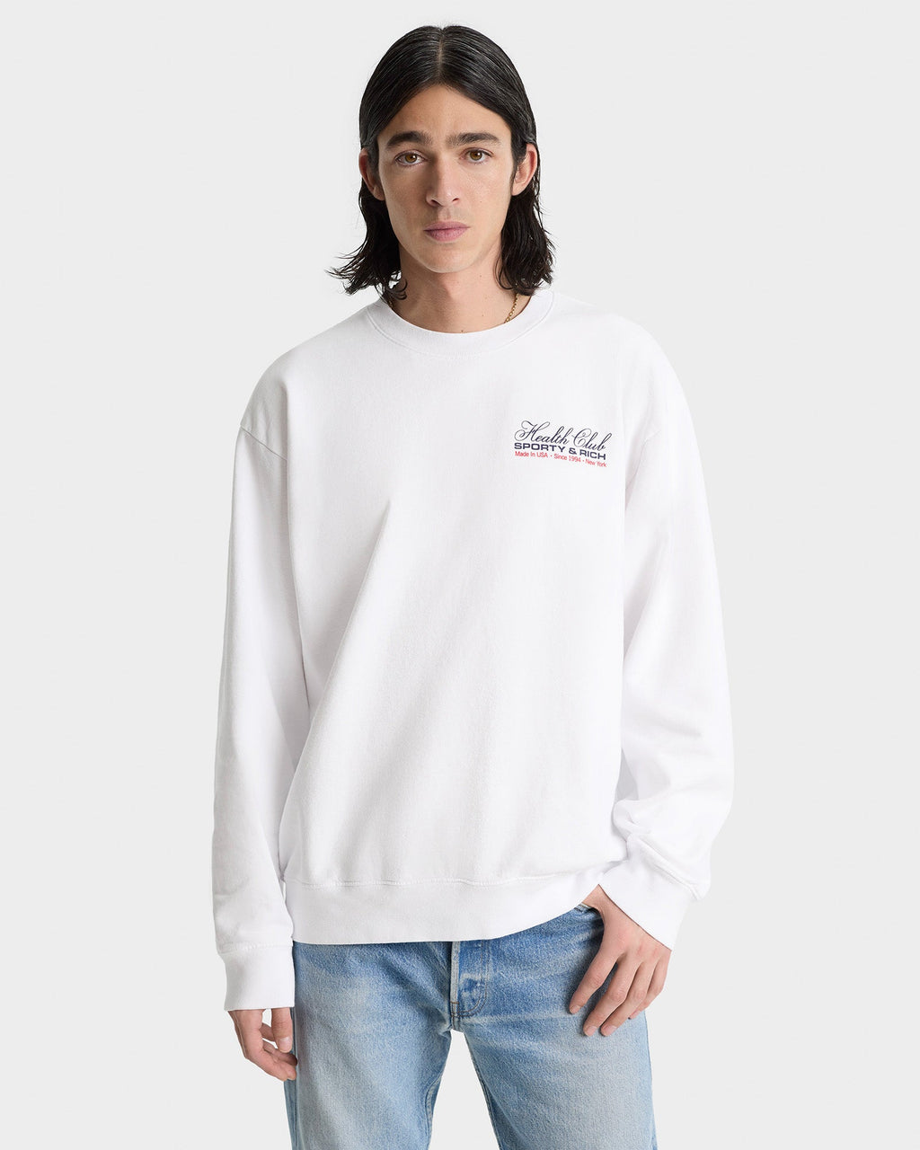 Made In USA Crewneck - White/Navy/Fire Red