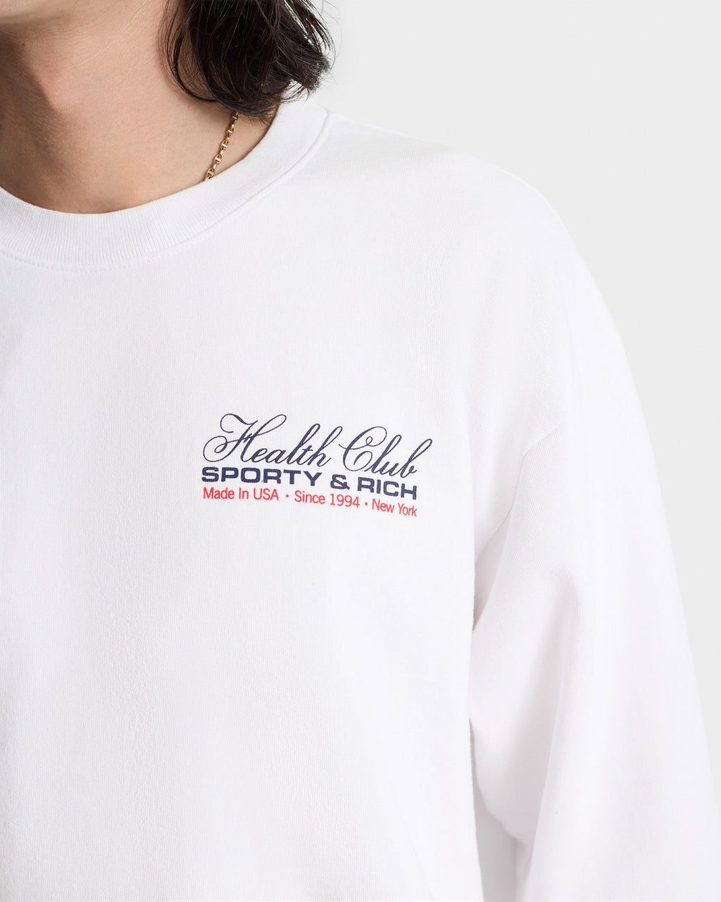 Made In USA Crewneck - White/Navy/Fire Red
