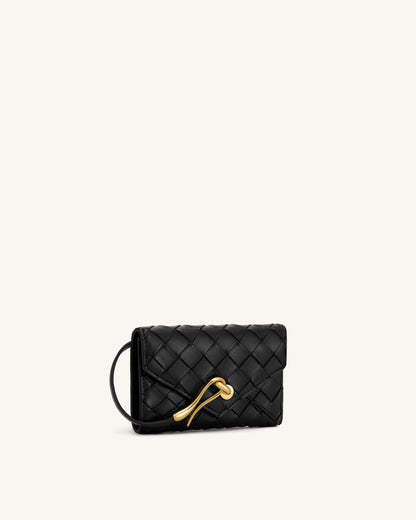 Celeste Woven Textured Envelope Wallet - Chocolate