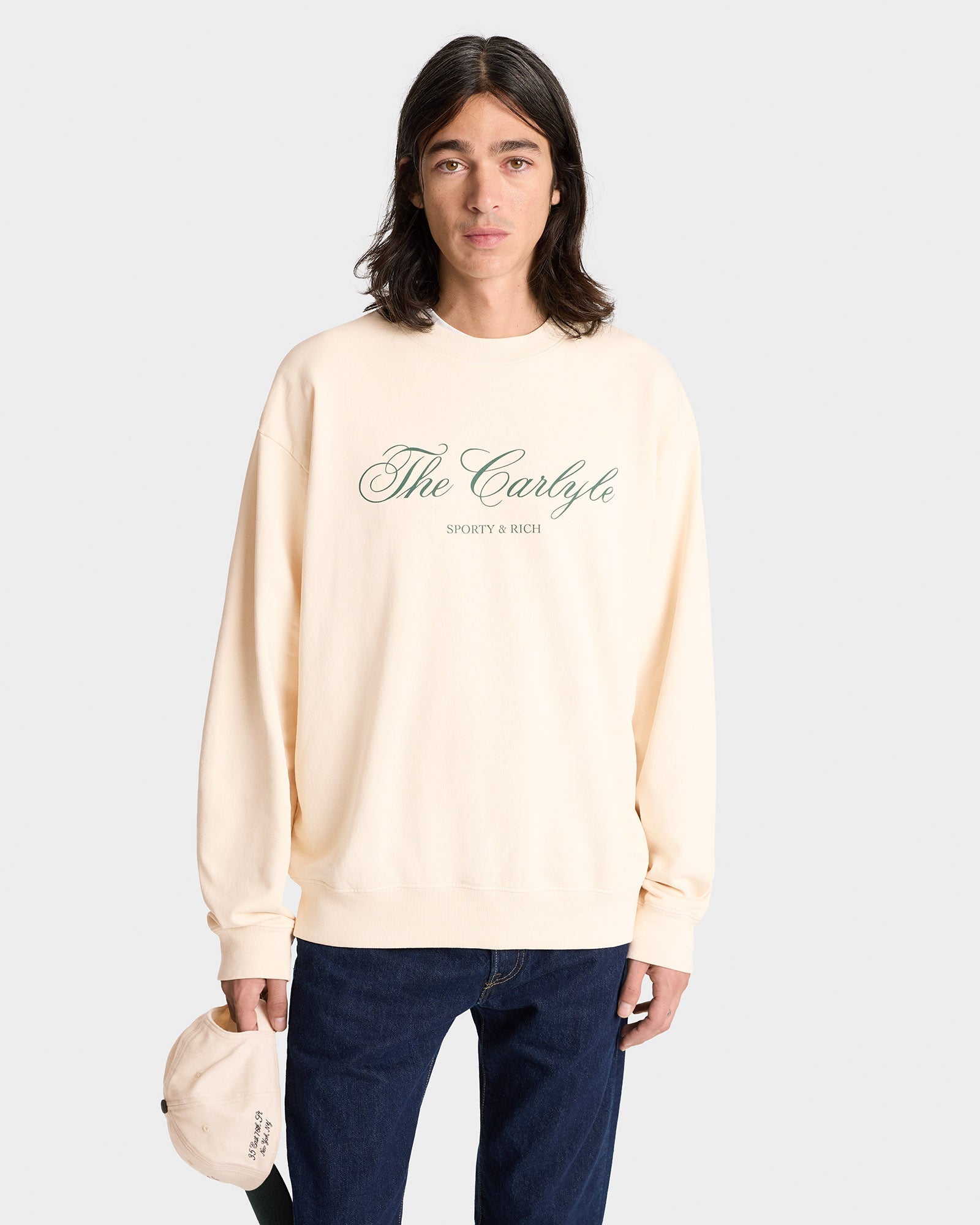 The Carlyle Script Crewneck - Cream/Forest