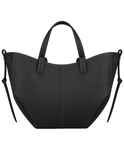 Cyme - Textured Black with Ecru Stitching
