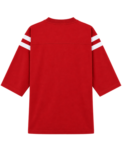 California Emblem Long Football Tee - Ruby/White