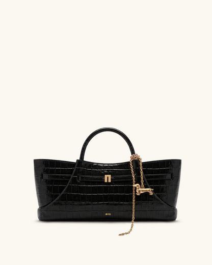 Maeve Dachshund Metal Charm Tote Bag - Deep Coffee