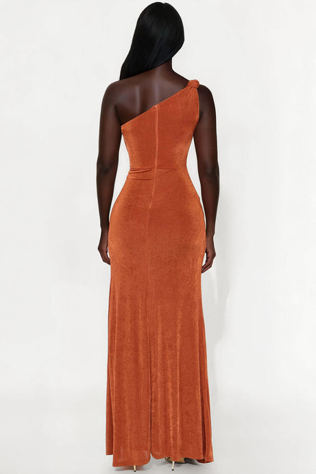 Cecile Asymmetrical Maxi Dress - Cognac