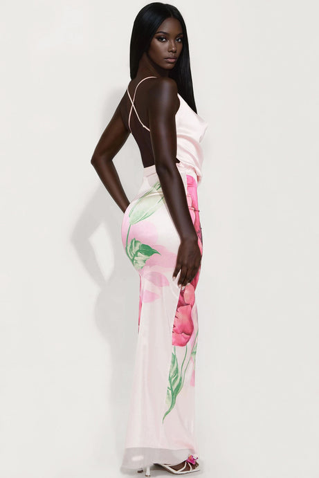 Sweet As Can Be Satin Maxi Dress - Pink/combo