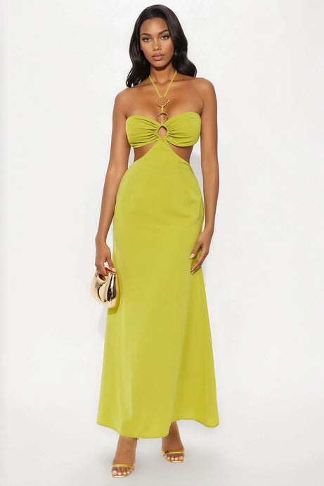 Brandi Cut Out Maxi Dress - Chartreuse
