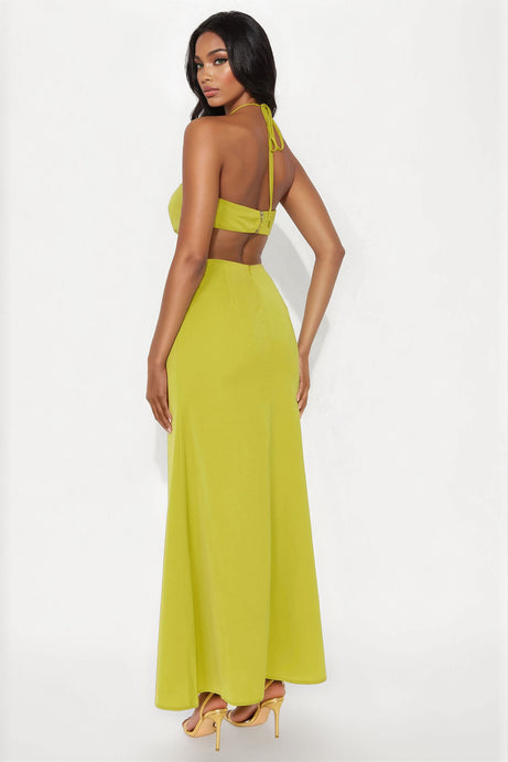 Brandi Cut Out Maxi Dress - Chartreuse