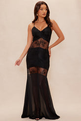 Fatima Lace Maxi Dress - Black