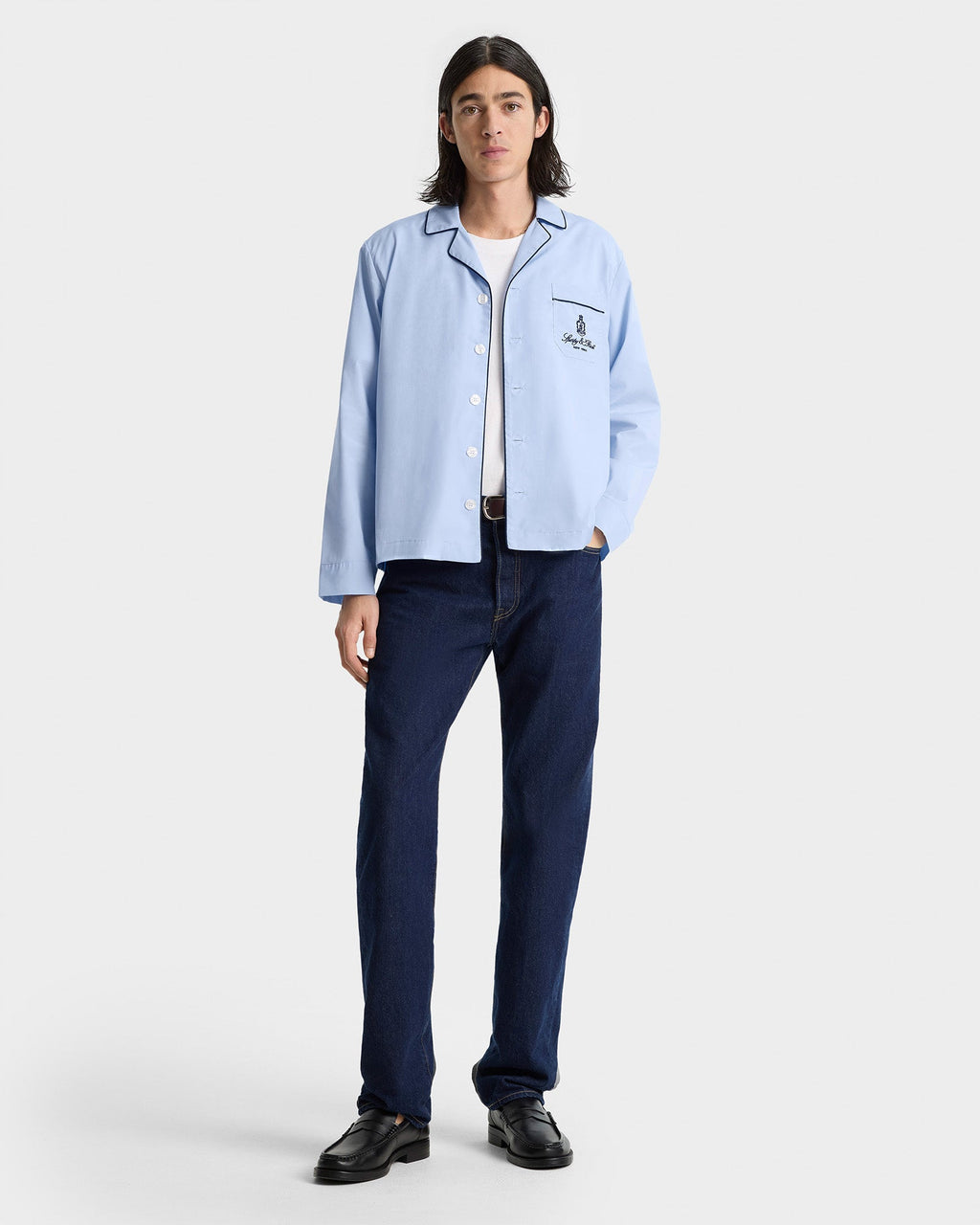 Vendome Pyjama Shirt - Ciel/Navy