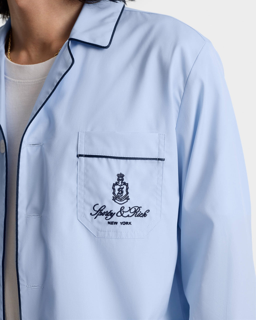 Vendome Pyjama Shirt - Ciel/Navy