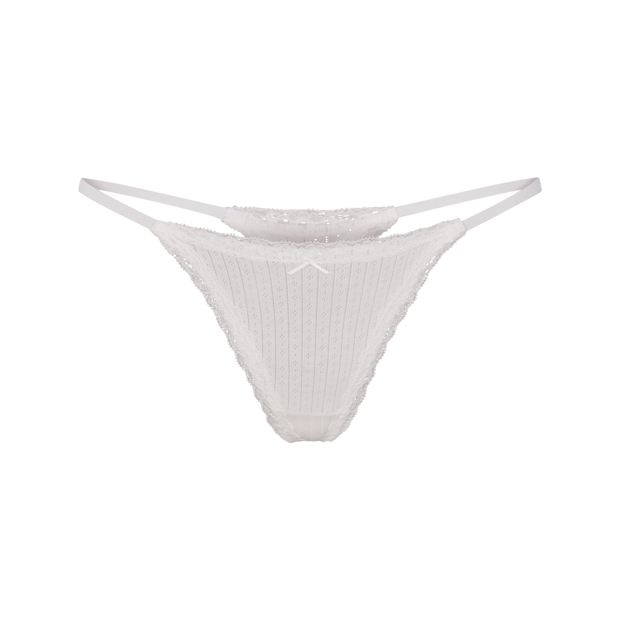 Lightweight Cotton Pointelle Lace String Thong