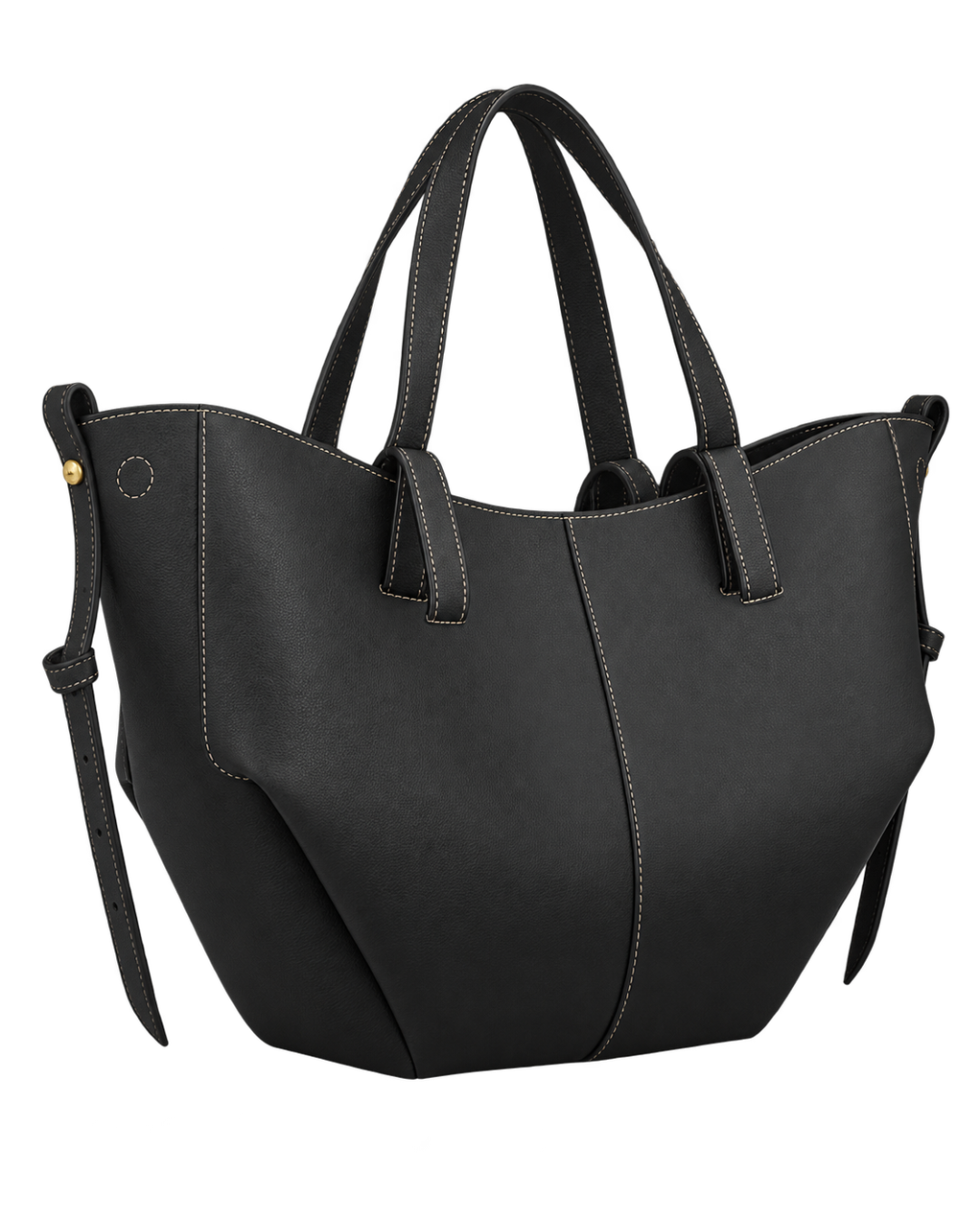 Cyme - Textured Black with Ecru Stitching