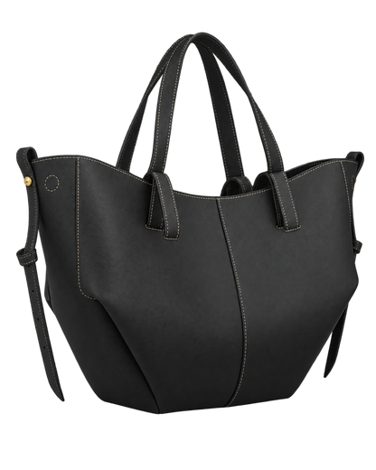 Cyme - Textured Black with Ecru Stitching