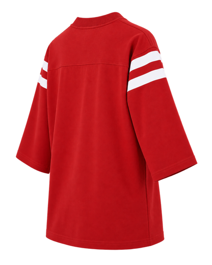California Emblem Long Football Tee - Ruby/White
