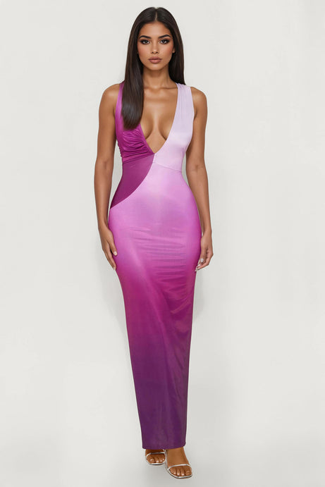 Valentina Ombre Maxi Dress - Purple/combo