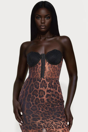 Norah Mesh Leopard Print Maxi Dress - Leopard