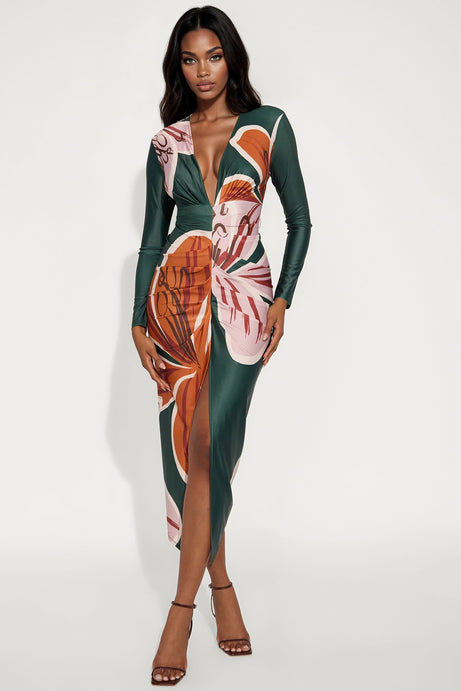 Kamille Maxi Dress - Green/combo