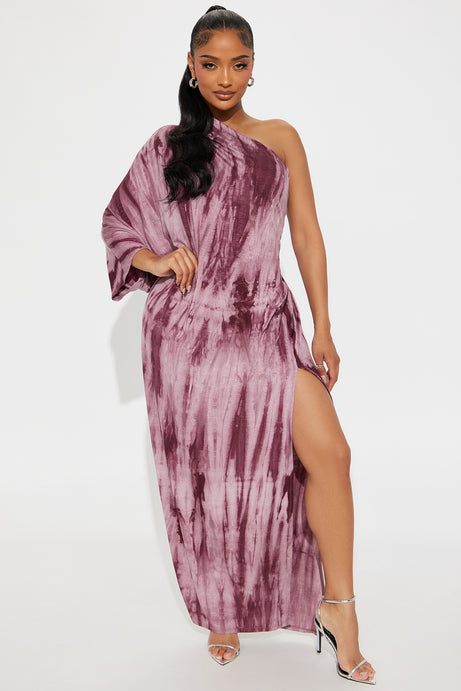 Tamira One Shoulder Maxi Dress - Burgundy