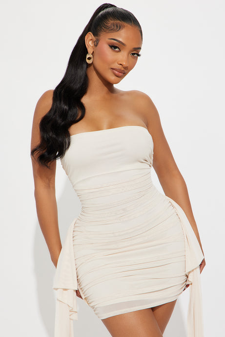 Cassia Strapless Mesh Mini Dress - Cream